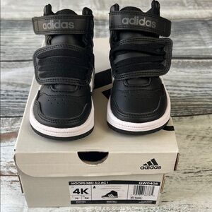 Adidas Hoops Mid 3.0 AC I Toddler Sneakers - Black/White - Size 4K